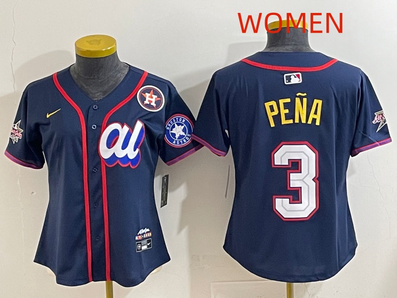 Women 2025 Houston Astros #3 Pena dark Blue All star Nike MLB Jersey style 013->youth mlb jersey->Youth Jersey